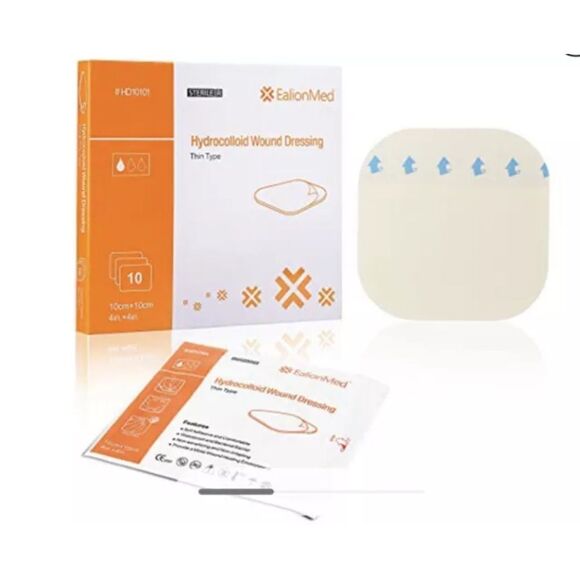 New EalionMed Hydrocolloid Bandage Wound Dressing Thin 4"x4'' 10-Pack - Picture 1 of 10
